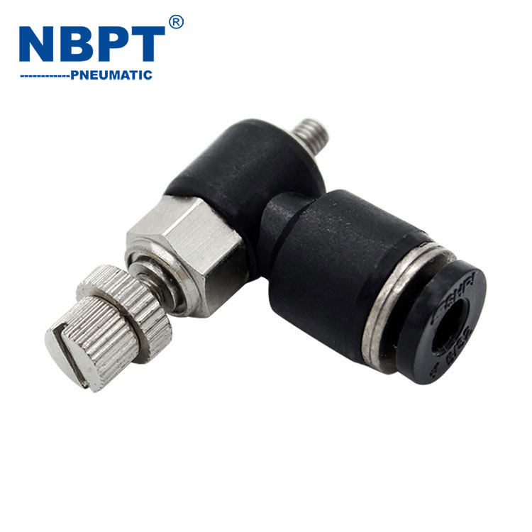 Pneumatic Fittings tengen Angle Thread Speed ​​Controllers